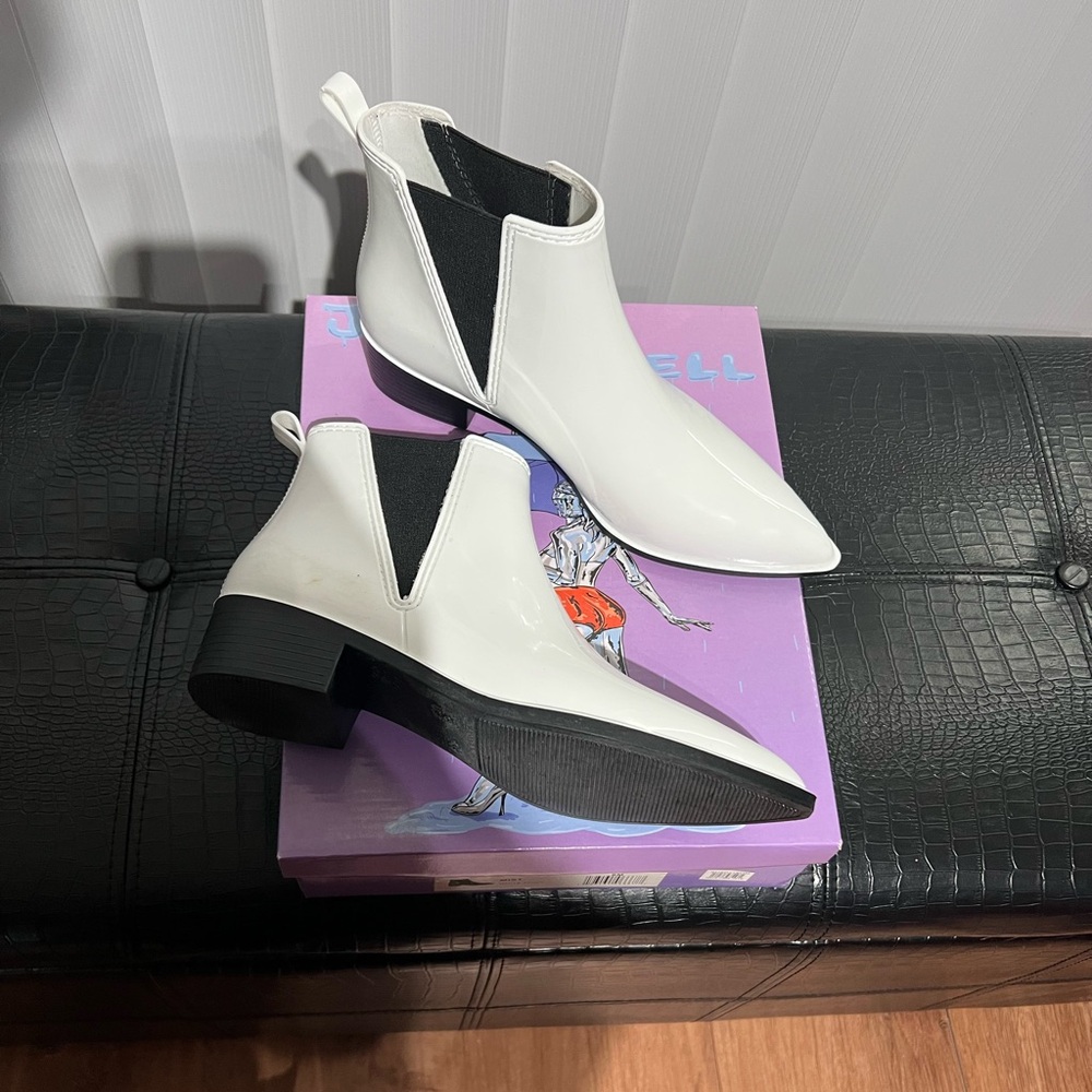 Jeffrey Campbell White and Black Ankle Boots